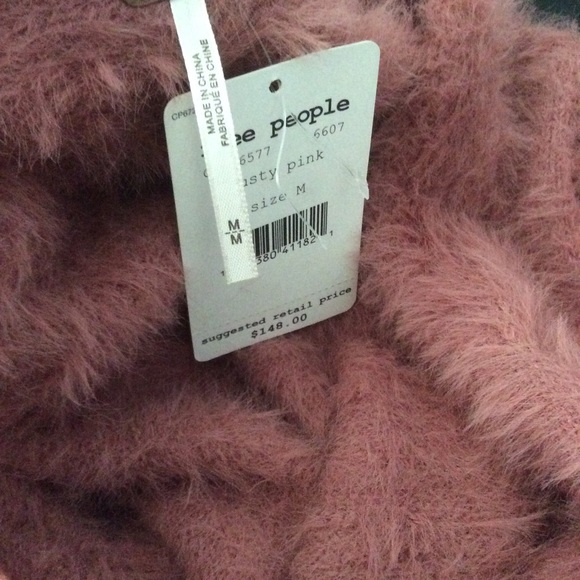 FREE PEOPLE Faux Fur Cardigan NWT SZ M Dusty Pink - Picture 5 of 6